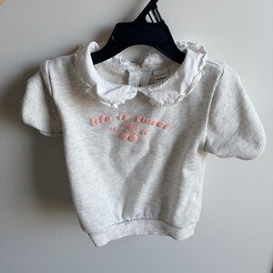 Carter's Light Gray Baby Top with Pink Cherry Design